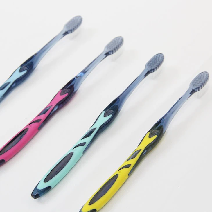 The Back Of Soft Plastic Transparent Toothbrush With Small Head