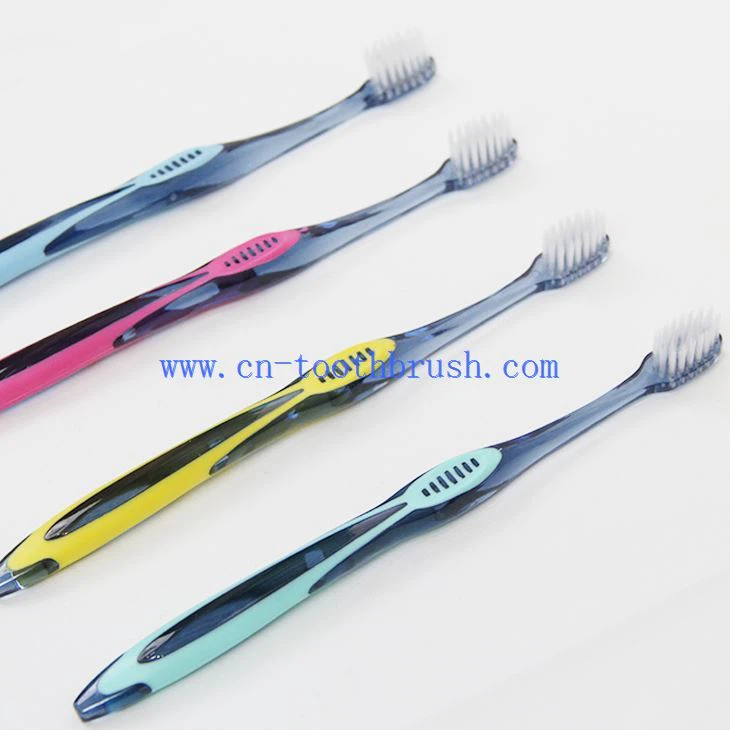 The Side Of Soft Plastic Transparent Toothbrush With Small Head